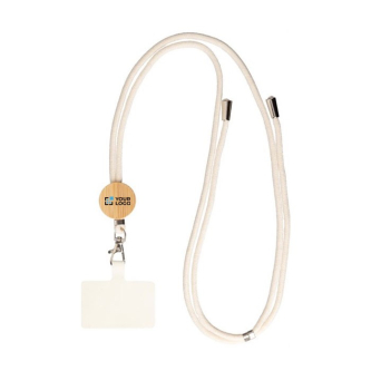 Lanyard et porte-badge en corde de coton avec détail en bambou