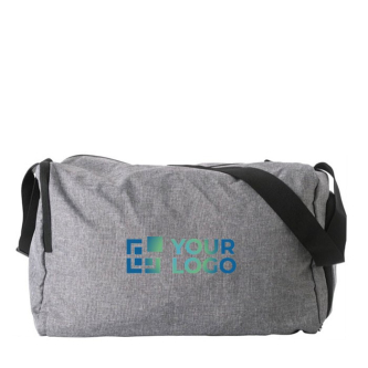 Sac de voyage pliable avec compartiment pour chaussures couleur gris avec zone d'impression