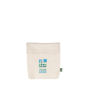 Sac isotherme pour en-cas en chanvre avec fermeture velcro 170 g/m² couleur kaki avec zone d'impression