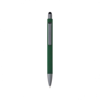 Stylo avec finition mate et détails de couleur graphite, encre bleue couleur vert avec zone d'impression