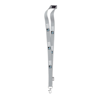Lanyard en RPET mousqueton métallique et fermeture de sécurité 20 mm