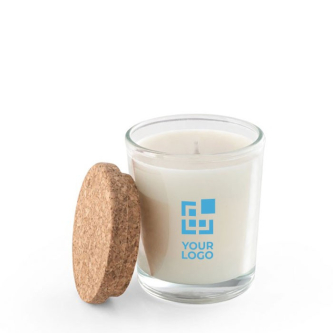Bougie parfumée, verre avec couvercle en liège, fabriquée en UE, 80g