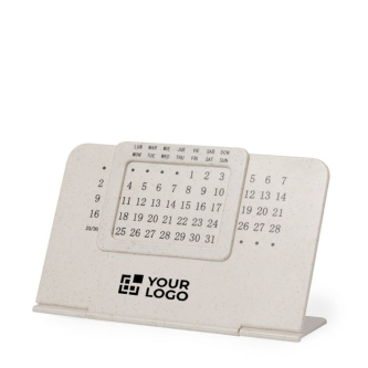 Calendrier perpétuel 2025 en paille de blé avec support pliable