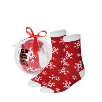Paire de chaussettes de Noël taille L/XL dans une boule de Noël