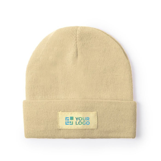 Bonnet élastique pour enfants avec ourlet et étiquette frontale