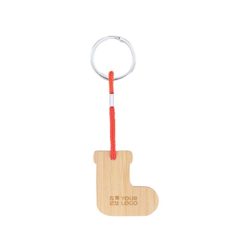 Porte-clés de Noël en bambou en forme de botte de Noël personnalisable