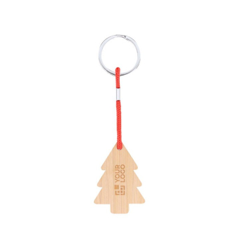 Porte-clés de Noël en bambou en forme d'arbre de Noël personnalisable