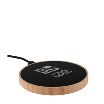 Chargeur sans fil en bambou avec surface rétroéclairée 15W