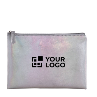 Trousse moderne en PU avec effet irisé et tirette assortie