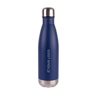 Gourde en acier inoxydable recyclé avec base et bouchon argenté 500ml