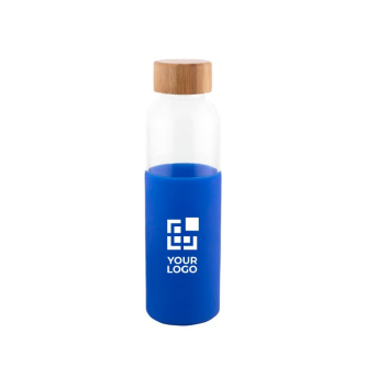 Gourde en verre avec bouchon en bambou et housse en silicone 500ml