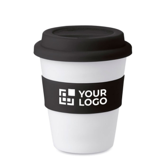 Tasse en plastique personnalisée avec couvercle 350ml couleur noir