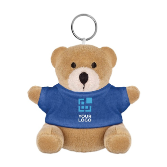 Porte-clés publicitaire avec ours en peluche couleur bleu