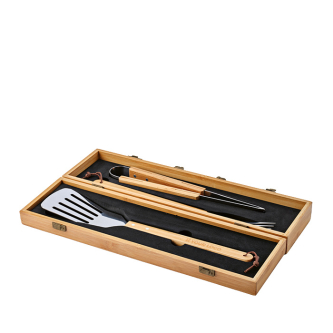 Set de barbecue dans un coffret en bambou avec ustensiles pour grill