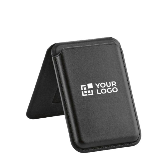 Porte-cartes magnétique 2 en 1 en cuir vegan avec support pour téléphone