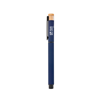 Stylo roller en aluminium recyclé et bambou avec encre bleue