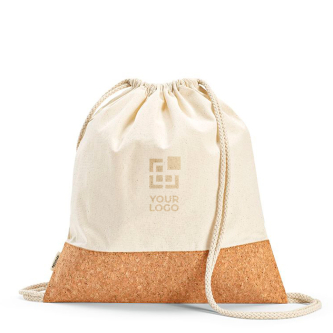 Sac ficelle en coton recyclé à base en liège 180 g/m²