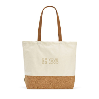 Sac de courses en coton recyclé avec base en liège 220 g/m²