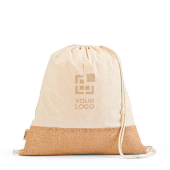 Sac ficelle en coton recyclé à base en jute 180 g/m²