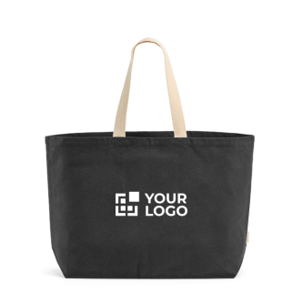 Sac de courses en coton recyclé de 32 L avec soufflet 400 g/m²
