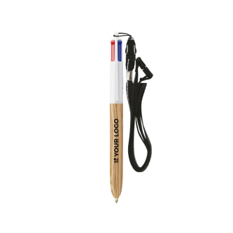 Stylo à bille en plastique effet bois à encre 4 couleurs BIC®