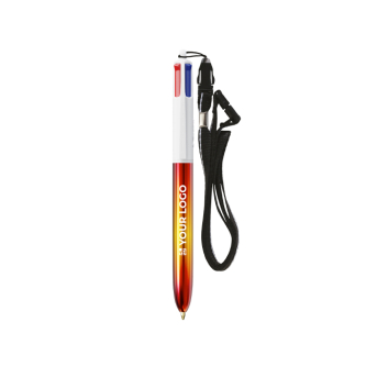 Stylo bille 4 couleurs en plastique avec effet métal Flags BIC®
