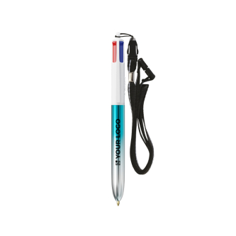 Stylo à bille en plastique bicolore métallisé et encre 4 couleurs BIC®
