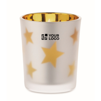 Bougie LED dans un pot en verre avec des petites étoiles de Noël