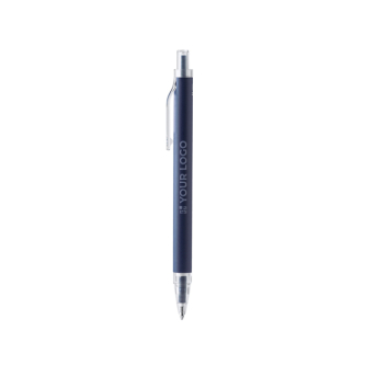 Stylo bille en aluminium recyclé mat, clip transparent et encre bleue