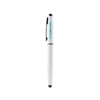 Stylo roller en aluminium recyclé avec embout tactile, encre bleue