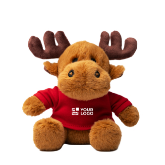 Peluche de renne assis en polyester doux avec t-shirt uni