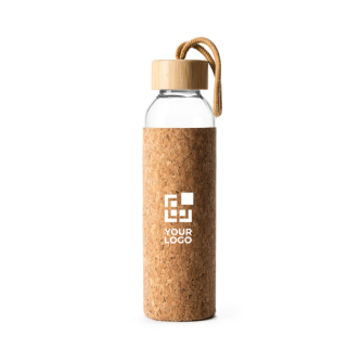 Gourde en verre avec une housse en liège naturel 500ml