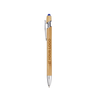 Stylo en bambou avec pointeur tactile à encre bleue