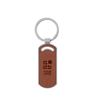 Porte-clés de forme rectangulaire en cuir recyclé