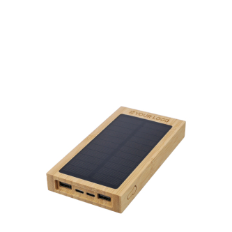 Batterie externe solaire en bambou avec indicateur lumineux 10.000 mAh