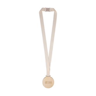 Médaille en bois avec cordon en coton et boucle de sécurité