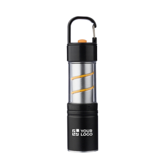 Lampe de poche COB en aluminium, 3 fonctions de lumière et mousqueton