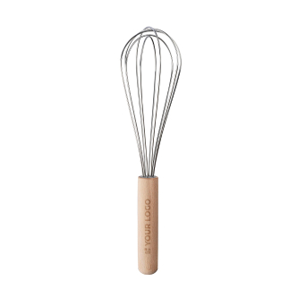 Fouet manuel en acier inoxydable avec manche en bois personnalisable