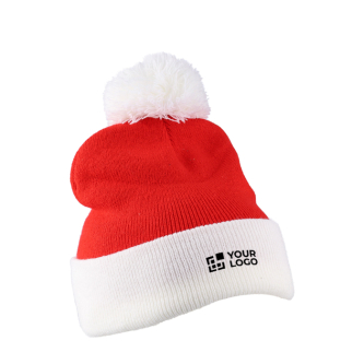 Bonnet de Père Noël en tricot acrylique avec pompon en polyester