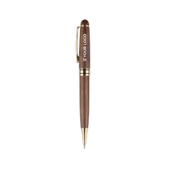 Stylo rotatif en noyer et laiton à encre bleue Dokumental