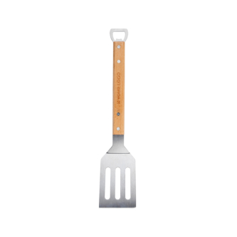Spatule de barbecue avec décapsuleur et manche en bois