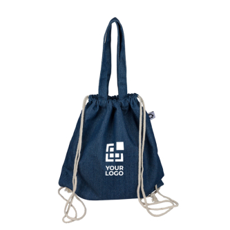 Sac à dos et sac en denim recyclé avec cordons couleur naturelle