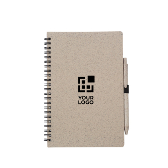 Carnet A5 en paille de blé et plastique avec stylo, pages lignées
