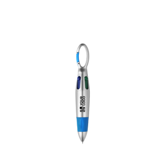 Stylo 4 couleurs avec grip antidérapant et mousqueton
