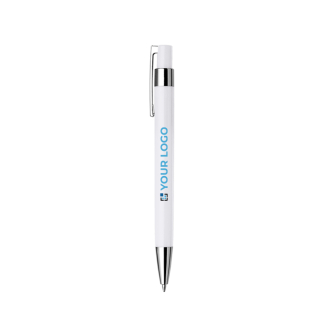 Stylo en plastique avec détails métalliques, encre noire