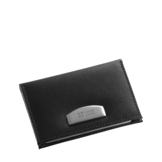 Porte-cartes en cuir régénéré noir pour cartes de visite et de crédit