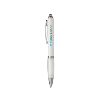 Stylo en plastique recyclé avec grip en caoutchouc encre bleue