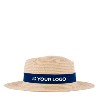Chapeau en papier couleur naturelle avec ruban coloré à personnaliser