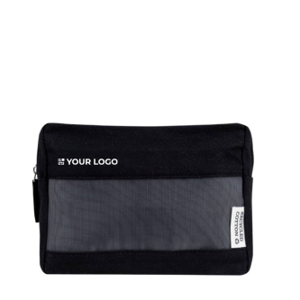 Trousse de toilette en toile recyclée avec grille sur le devant