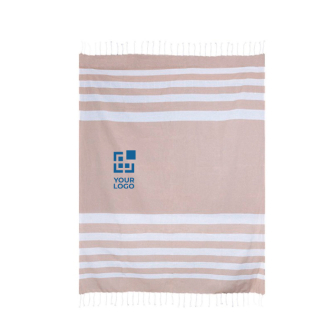 Paréo grand format en coton recyclé avec franges blanches 145 g/m2